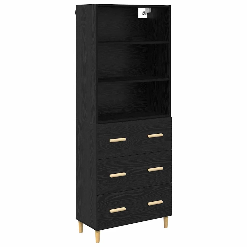 Credenza-Buffet-Armadio da cucina Rovere Nero 69,5 x 34 x 180 cm Legno multistrato 412376