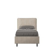 BS COM Letto singolo contenitore imbottito 90x200 microfibra sabbia