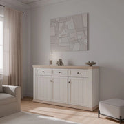 Madia Essenza con 3 cassetti e 3 ante in stile classico colore bianco e rovere