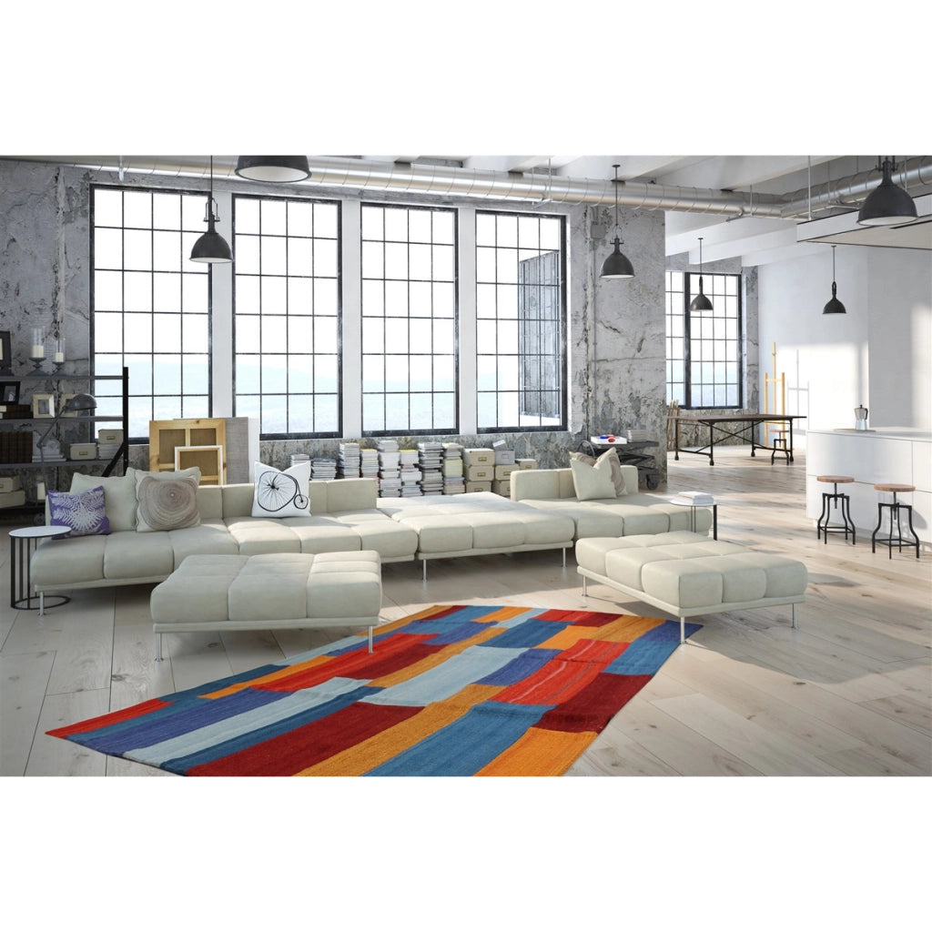 Tappeto Kilim Intenso 320 in Lana e Cotone Multicolore