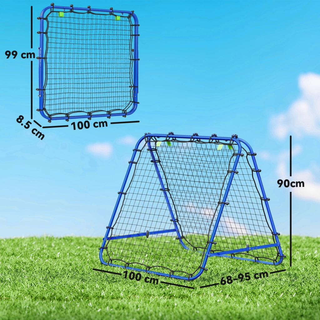 Rete da Calcio Rebounder Pieghevole ¨C Xylo ¨C Angolo Regolabile, 100x95x90 cm, Blu