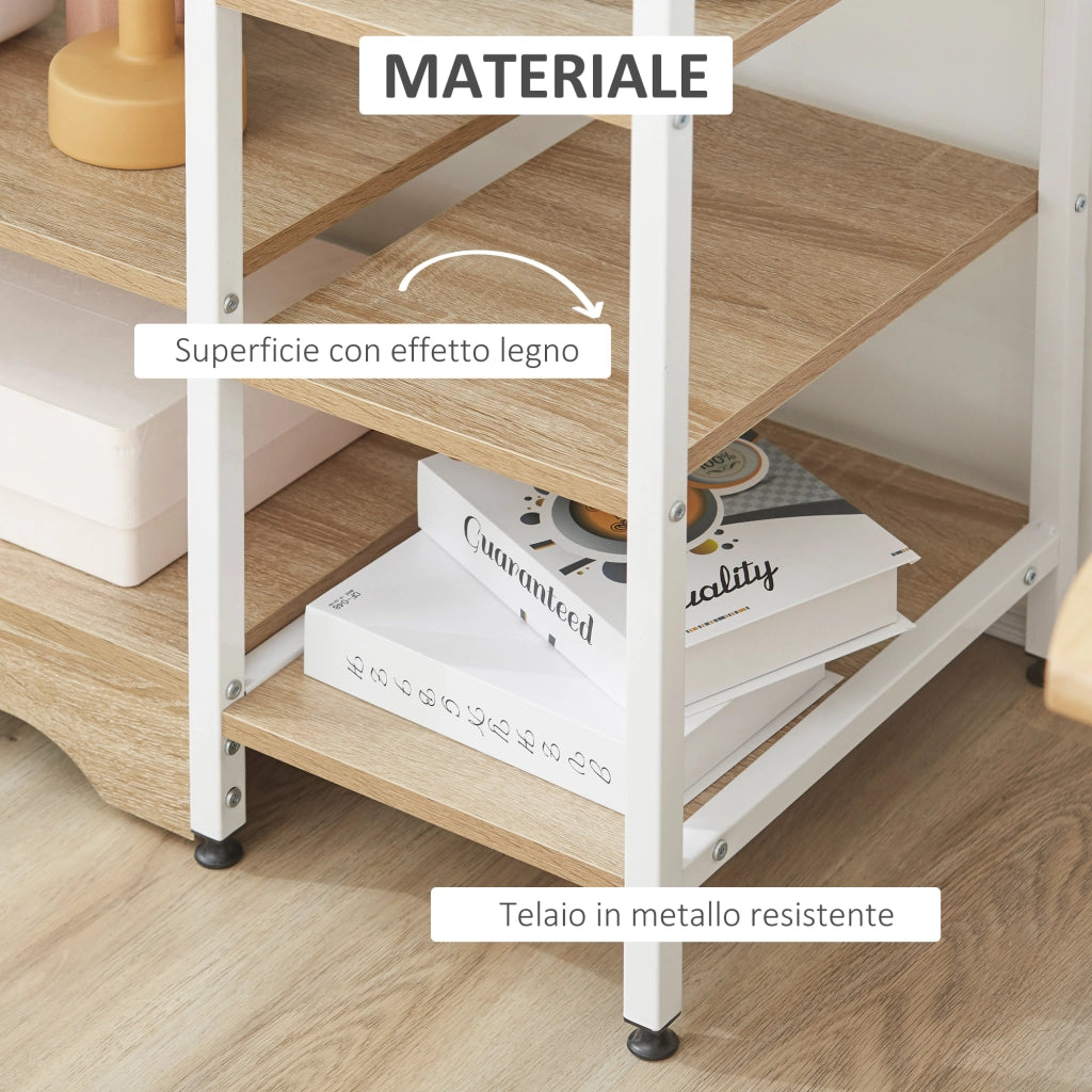 Libreria da Cucina Basso Salvaspazio Stile Industriale ¨C Minimal ¨C 90x40x95cm Bianco Legno e Metallo