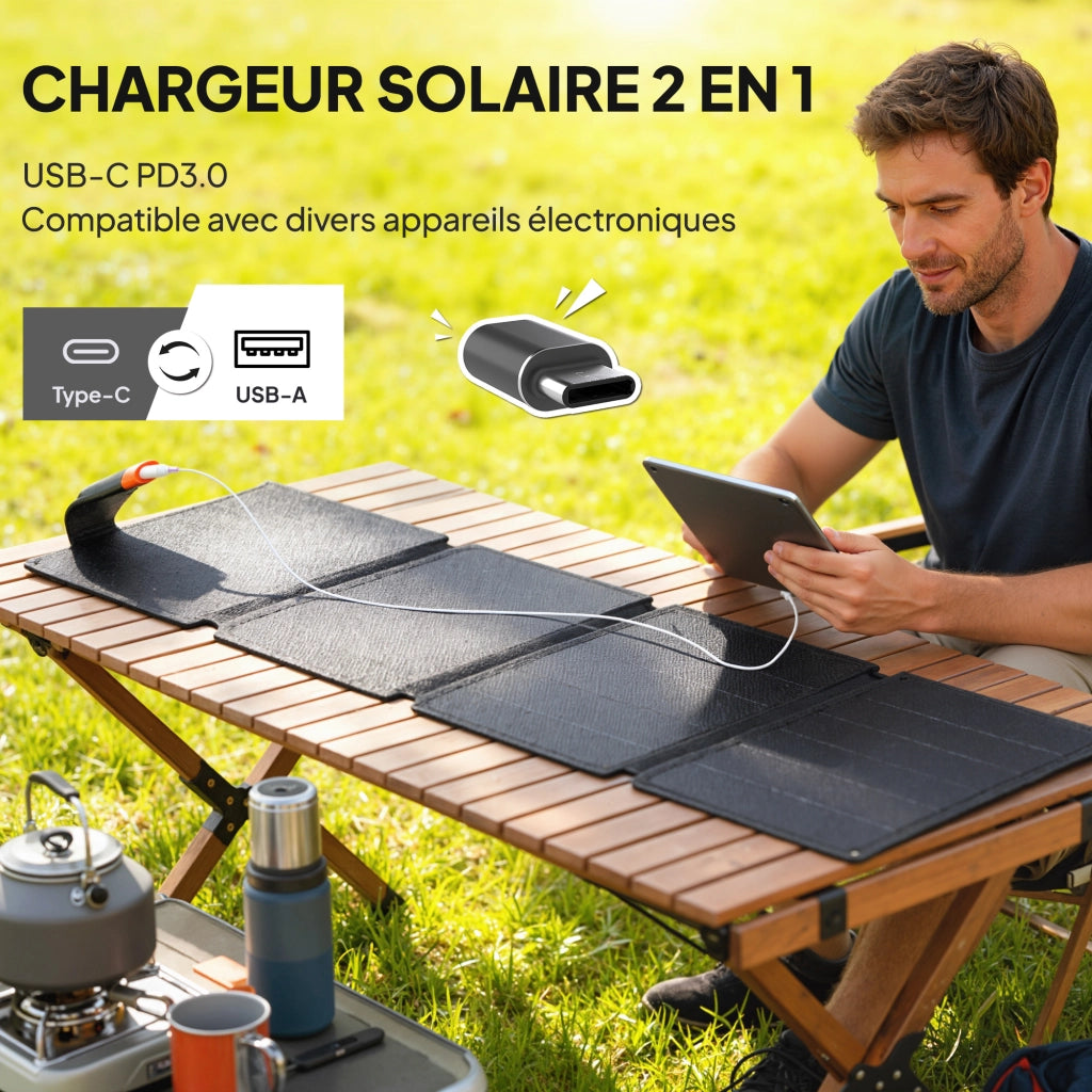 Pannello Solare Portatile Pieghevole 36W IP67 ¨C Minimal ¨C 89,8x27,9x1 cm Grigio