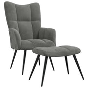 Poltrona Relax | Sedia Relax con Poggiapiedi Grigio Scuro in Velluto