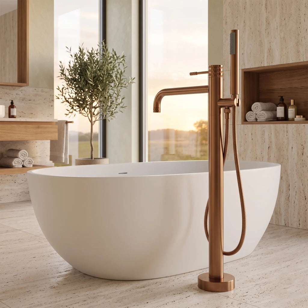Rubinetto Indipendente Rea Lungo Diamond Brush Copper