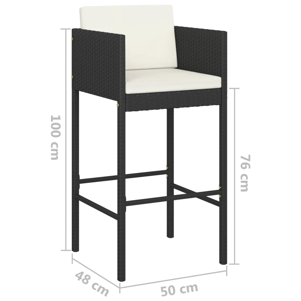 Set Bar da Giardino 5 pz con Cuscini in Polyrattan Nero 3094804