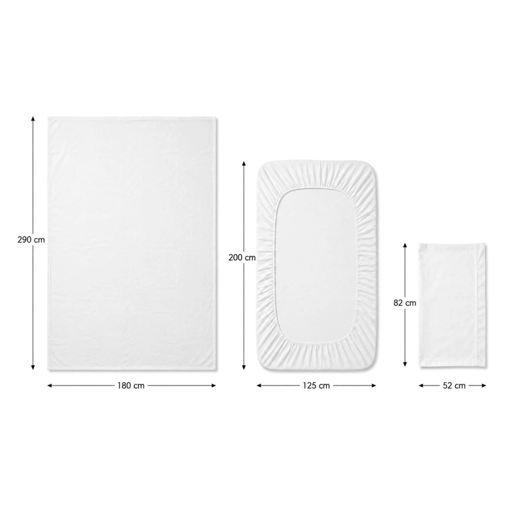 Rotira, set Completo Letto Piazza e Mezza in Cotone, Bianco Avorio