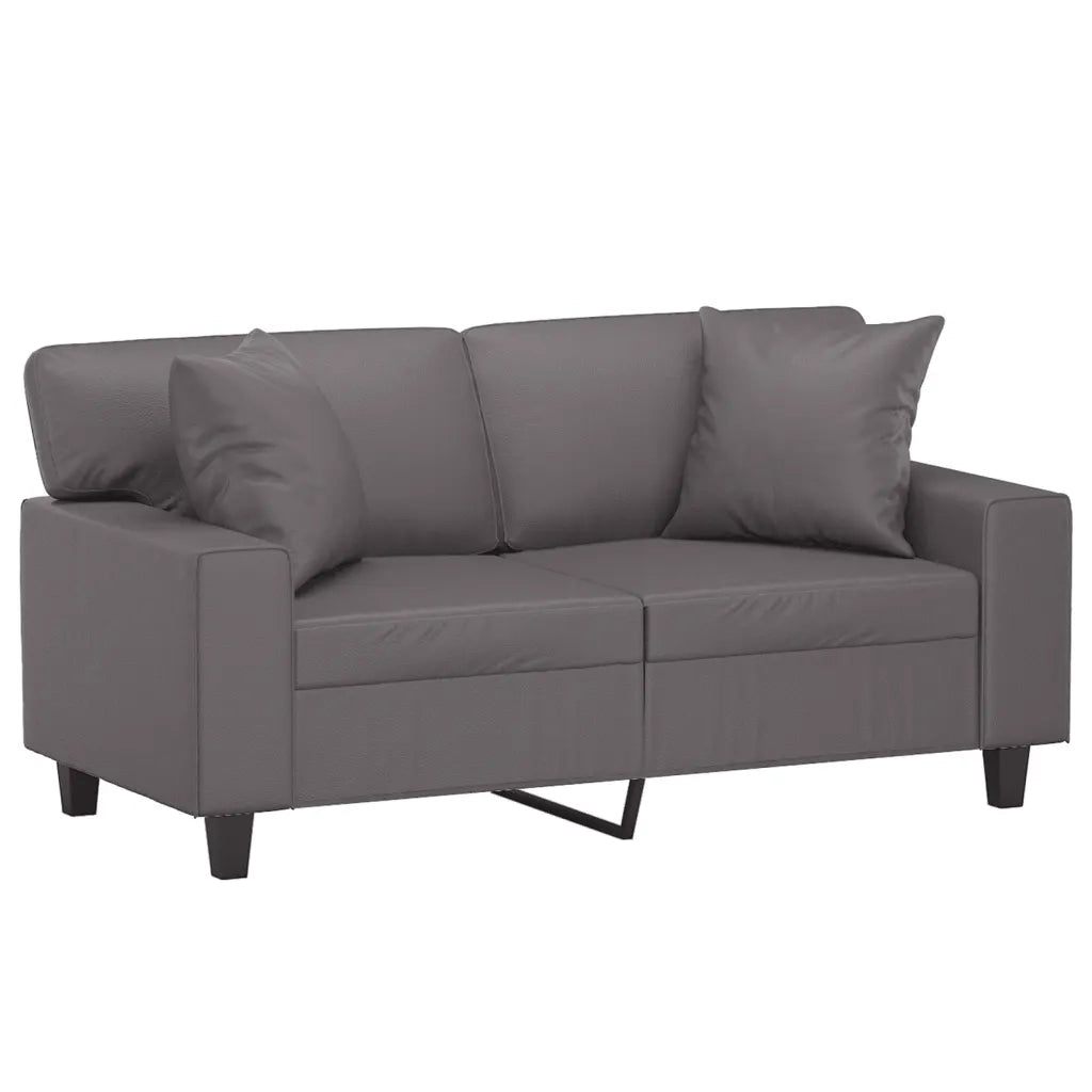 Divano a 2 Posti con Cuscini-Sofa 2 Posti con Cuscini Grigio 120 cm in Similpelle 204290