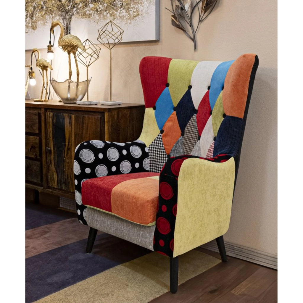 Poltrona bergere Imperial patchwork in velluto multicolor 81x92x75 cm