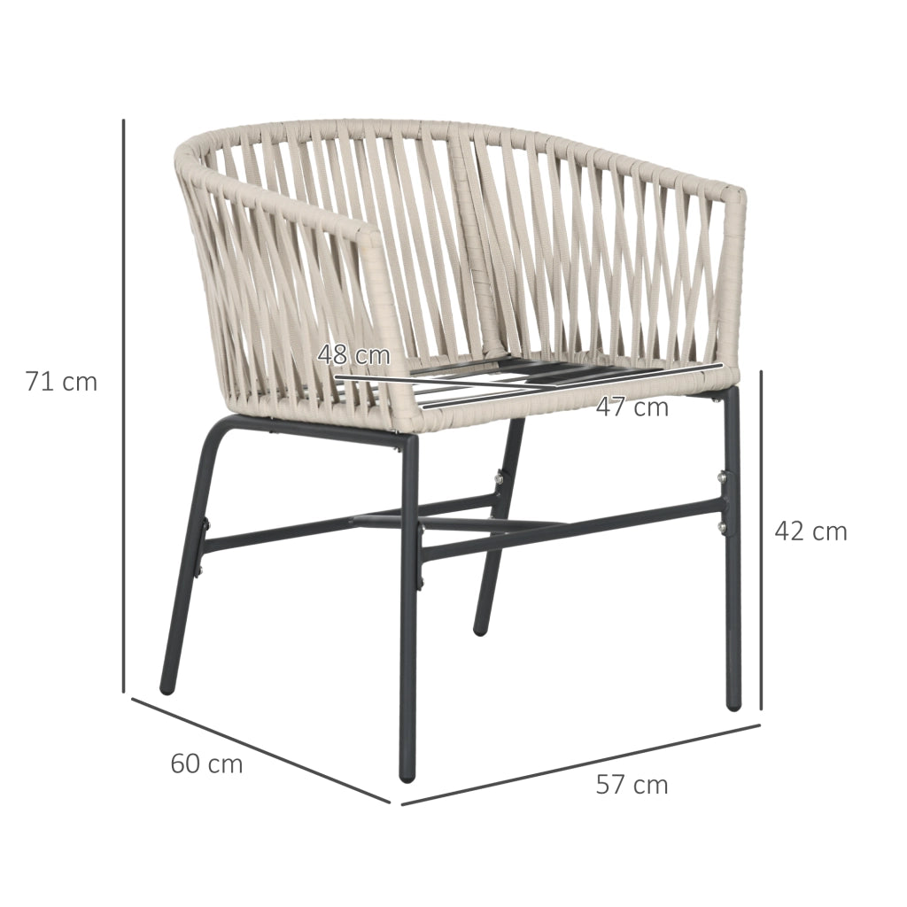 Set 2 Sedie da Giardino Stile Boho ¨C Xylo ¨C Con Cuscini Seduta Beige Metallo