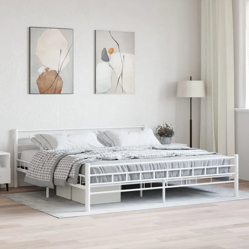 Letto matrimoniale | Letto per adulti | Giroletto Bianco in Metallo 200x200 cm