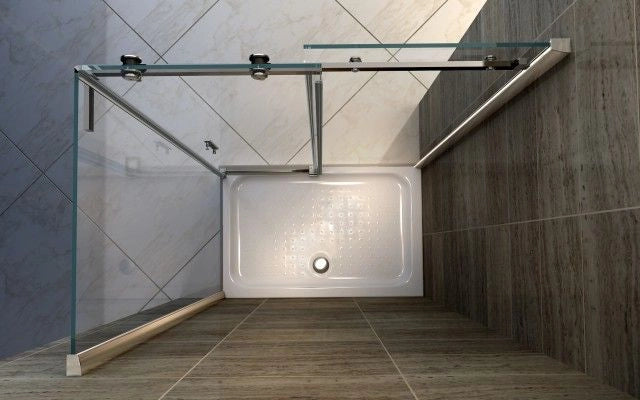 Box Doccia in Cristallo 8 MM Due Lati Fisso piu' Porta Scorrevole - Misura: 70 x 120 x h195