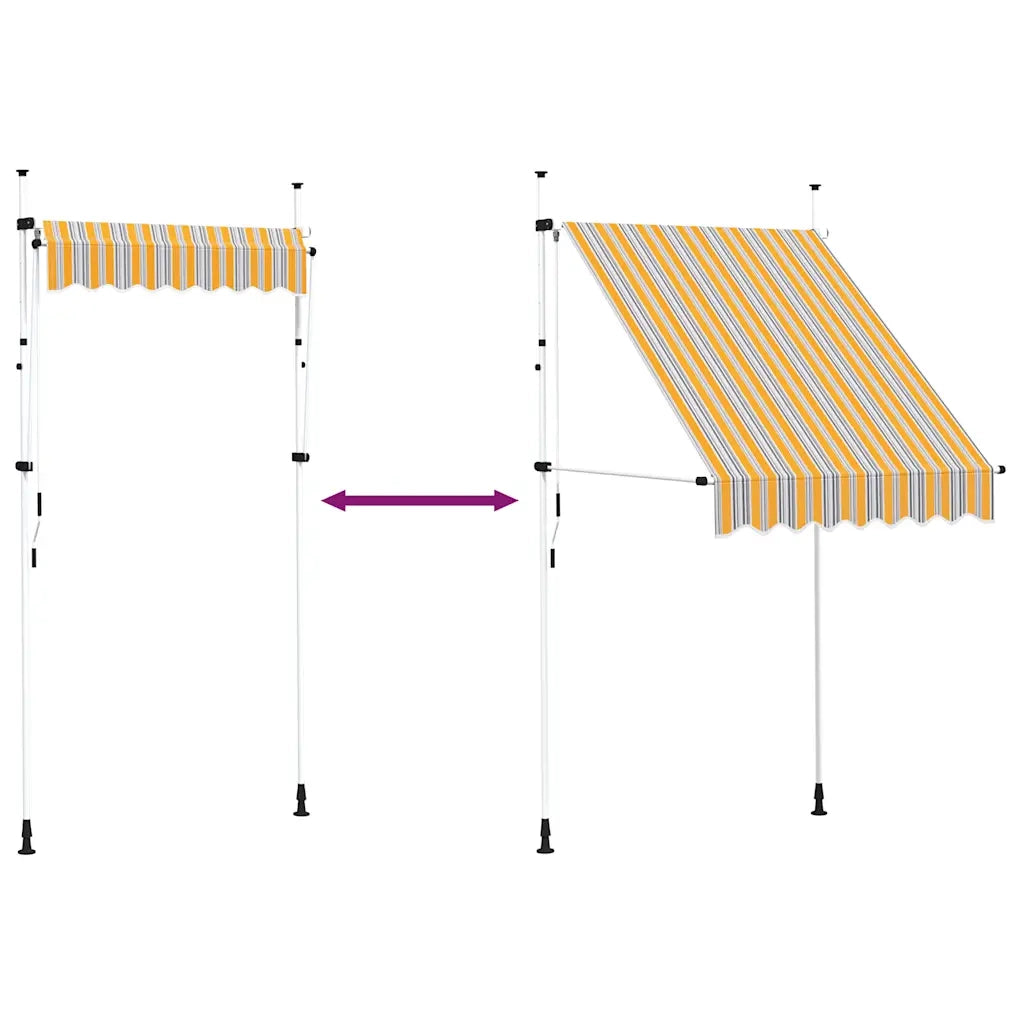 Tenda da Sole Retrattile Manuale 150 cm a Strisce Blu e Gialle 43225