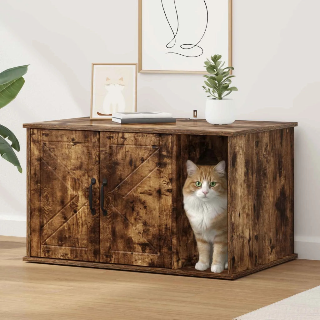 Casa per Gatti Rovere fum¨¦ 85 x 55 x 50 cm Legno multistrato CFW3528731