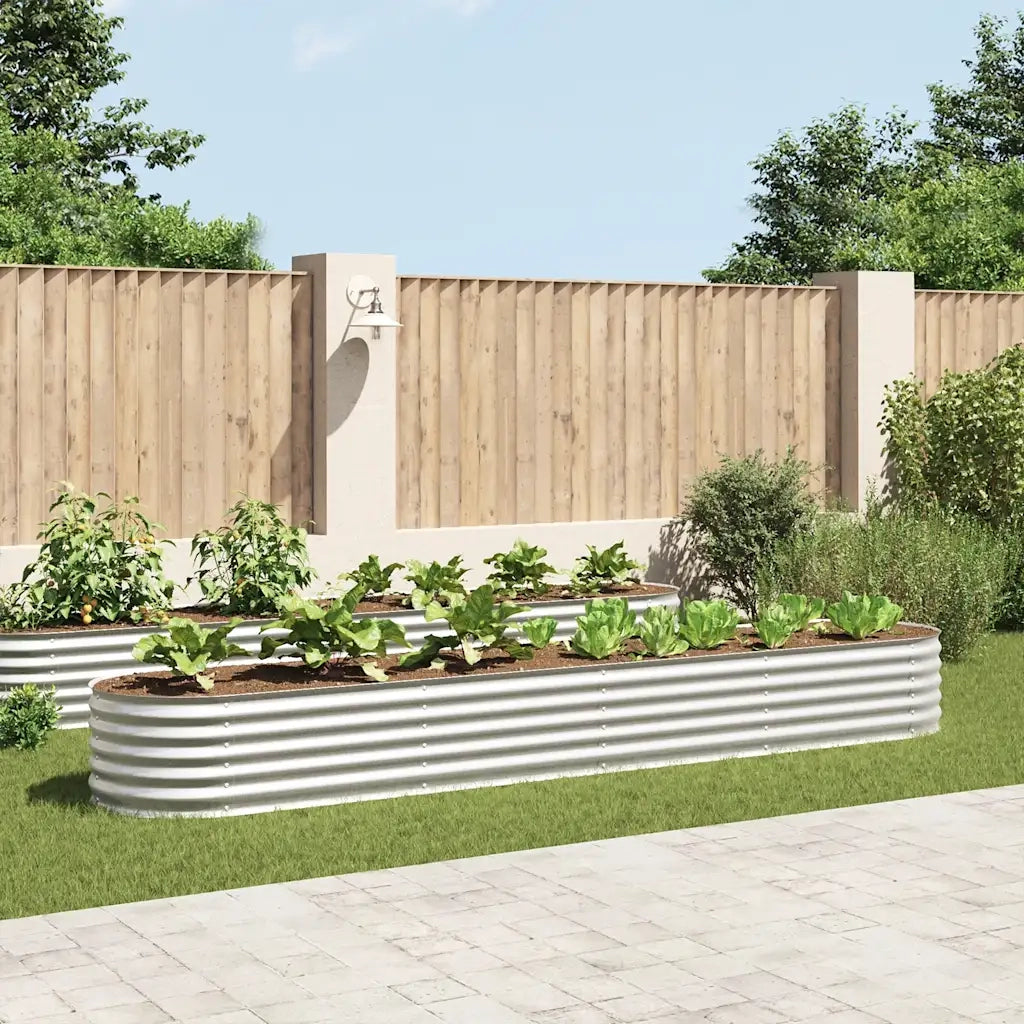 Letto Rialzato Giardino 400x80x44 cm in Acciaio Zincato Argento 45516