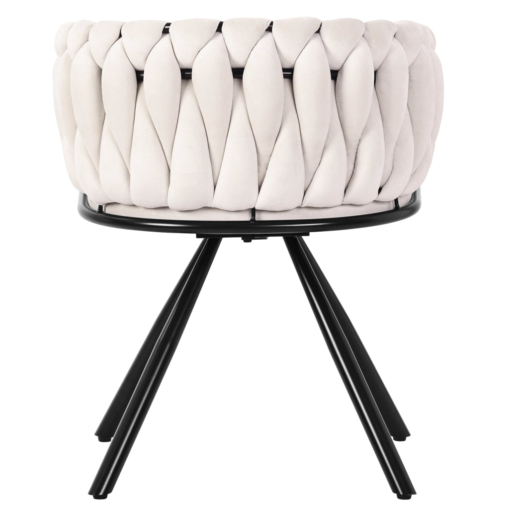 Set 2 sedie da pranzo girevoli in velluto beige con struttura in metallo