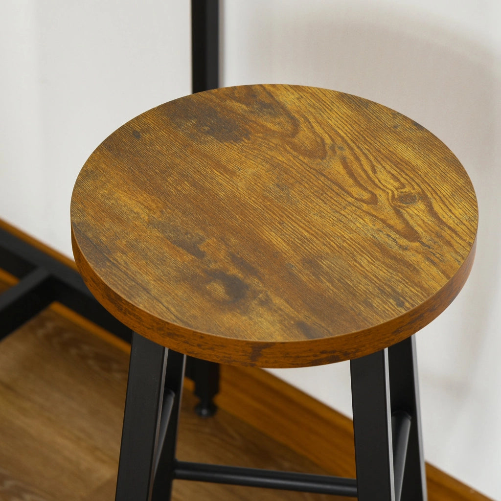 Bancone Bar con Sgabelli Alti Stile Industriale Marrone