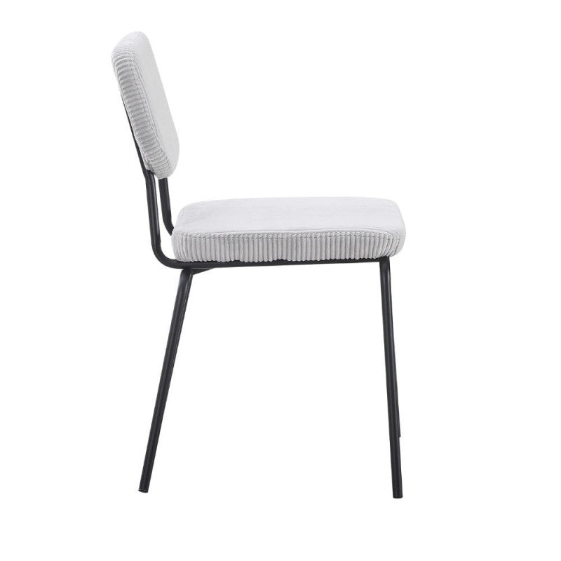 Sedia Juno in tessuto colore grigio chiaro e struttura in metallo nero set 4 pezzi