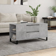 Tavolino Salotto-Tavolino da soggiorno-Tavolo Grigio Cemento 102x44,5x50cm Legno Multistrato 575936