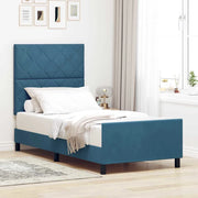 Letto a molle con testiera Blu Scuro 90 x 190 cm Velluto 3344979
