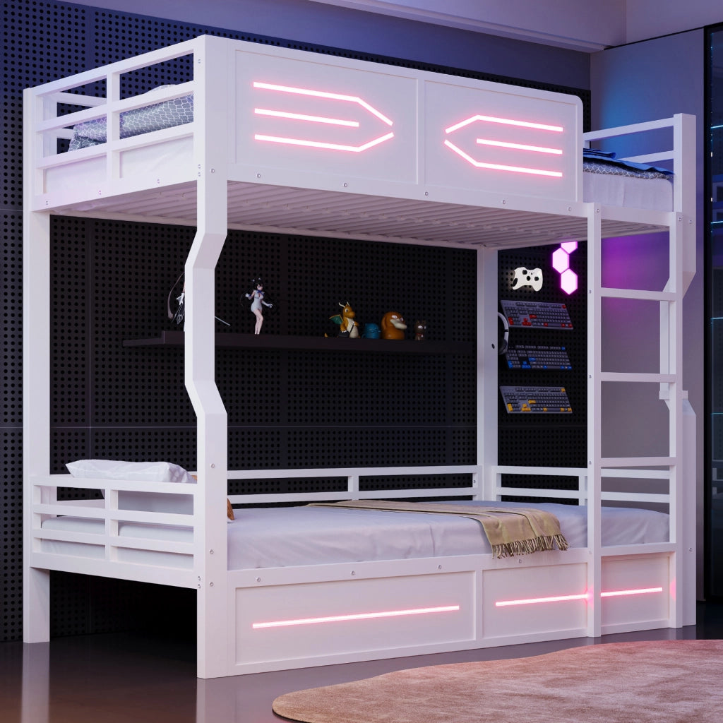 letto a castello mdf metallo bianco 90 x 200 cm