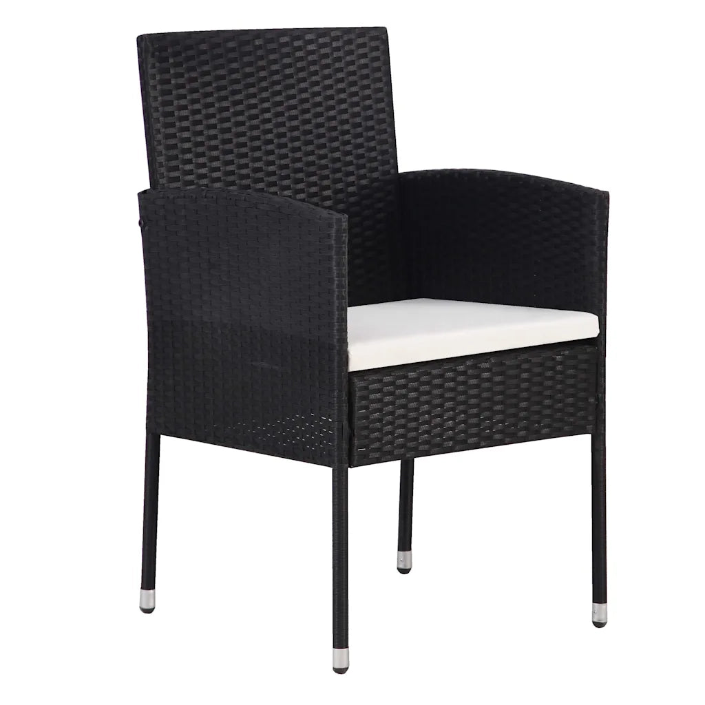 Set da Pranzo per Giardino con cuscino 3 pcs Nero polyrattan 3380050