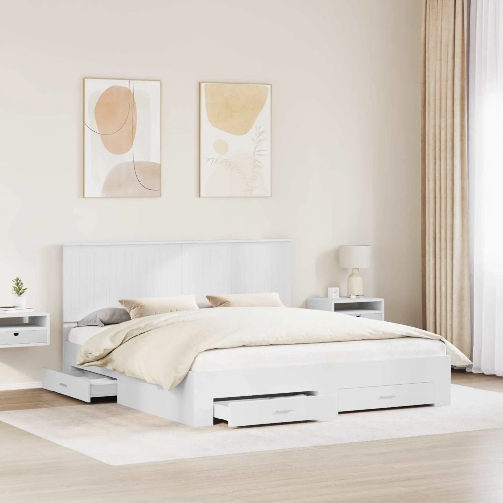 Letto matrimoniale | Letto per adulti | Struttura del letto Bianco 180 x 200 cm Legno multistrato