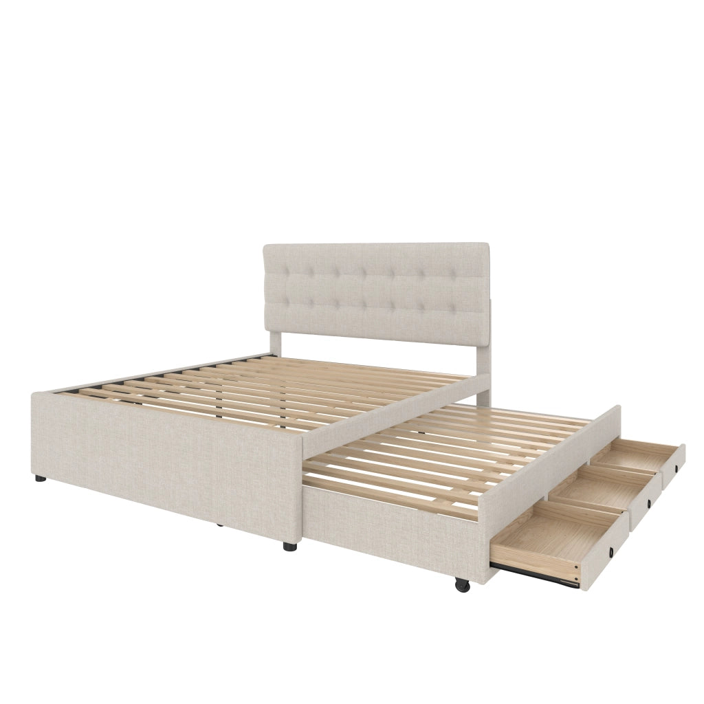 letto imbottito lino beige 140 x 200 cm