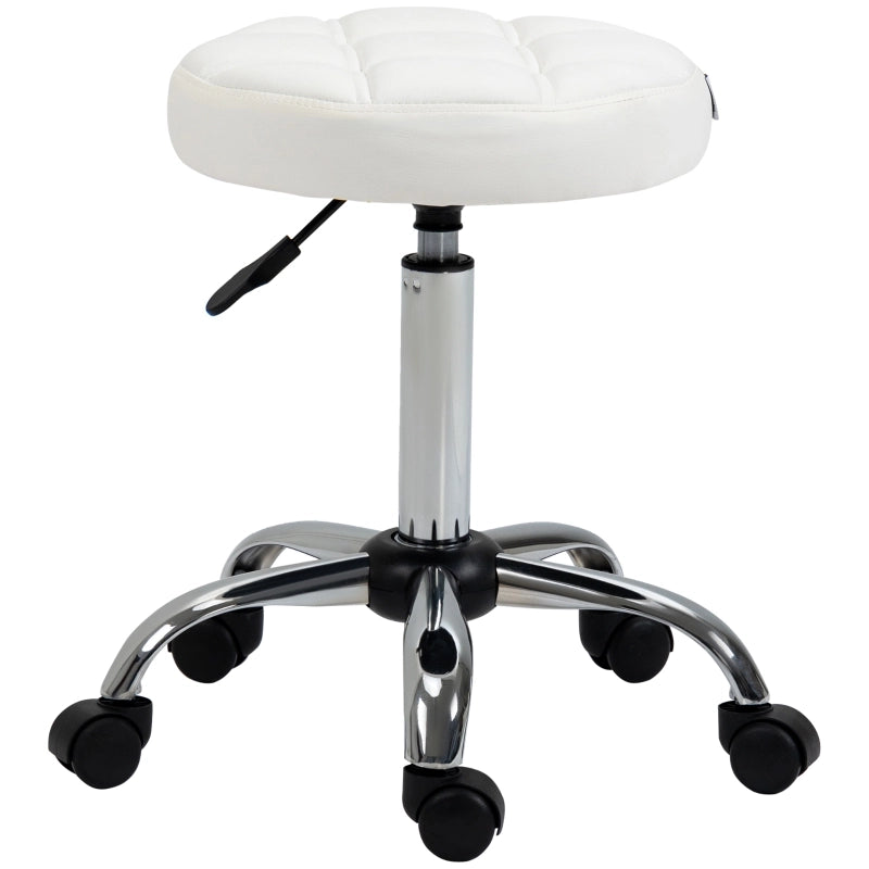 Sedia da ufficio Sgabello con ruote girevole regolabile in altezza con ruote in Similpelle Bianco Ø35.5 × 51-67 cm