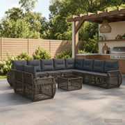Set Divano da Giardino 11 pz Grigio e Grigio Scuro polyrattan 3435467