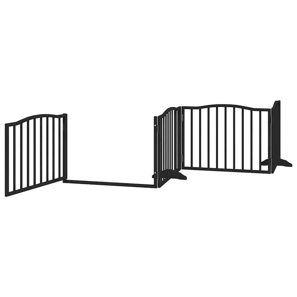 Cancelletto di sicurezza per animali domestici porta pieghevole 6 pannelli legno di pioppo nero 02_0023225