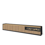 Mobile TV Soggiorno, 310x50x37 cm, Per TV fino a 80", Camino elettrico, Rovere e nero