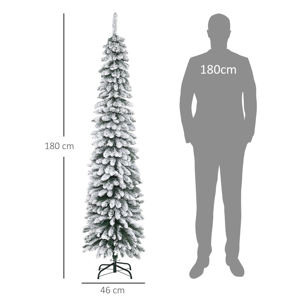 Albero di Natale Artificiale Innevato 180cm ¨C Xylo ¨C Verde/Bianco Ignifugo Slim
