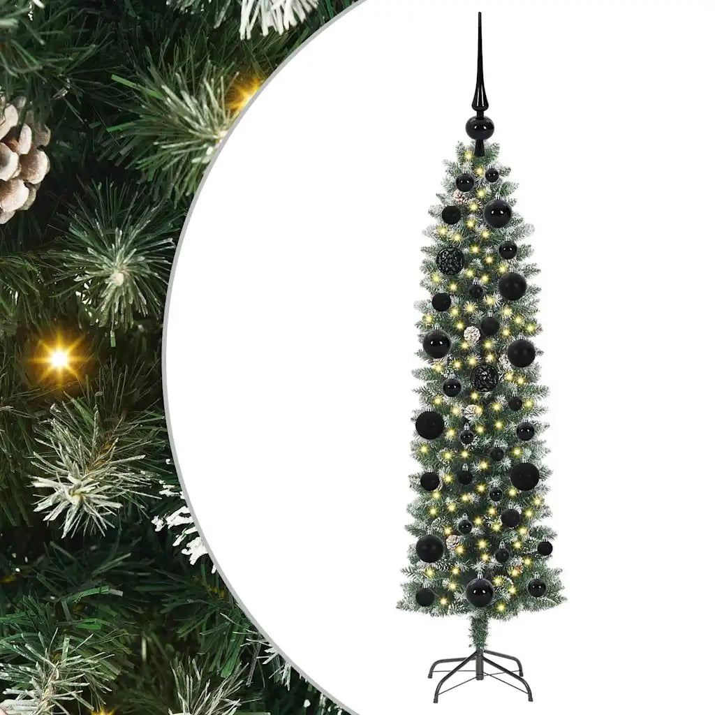 Albero di Natale Artificiale Sottile Verde e Bianco 120 cm 3395270