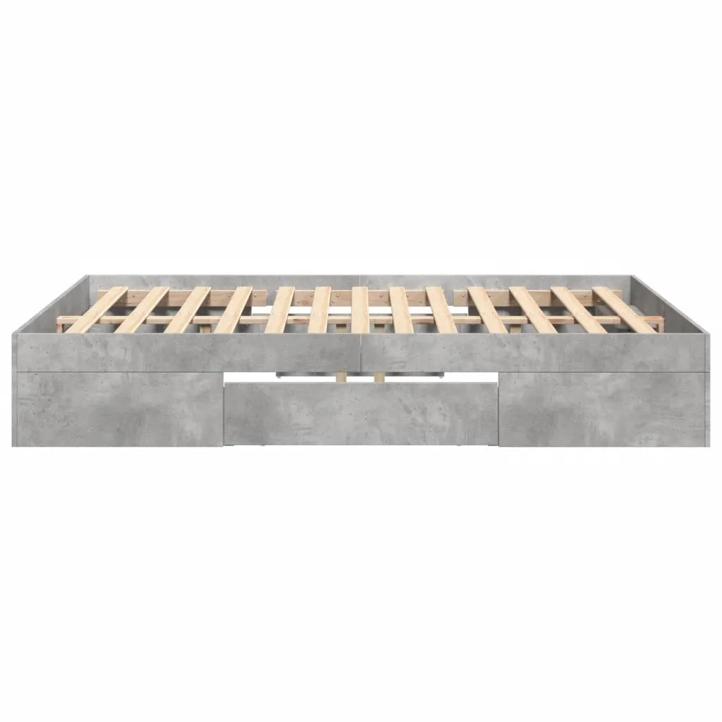 Letto matrimoniale | Letto per adulti | Giroletto Grigio Cemento 135x190 cm in Legno Multistrato