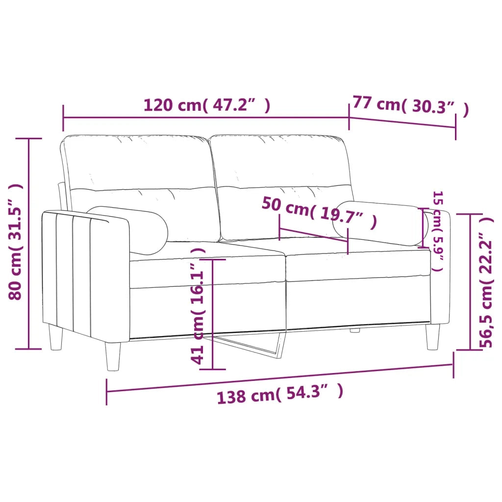Divano a 2 Posti con Cuscini-Sofa 2 Posti con Cuscini Crema 120 cm in Tessuto 736403