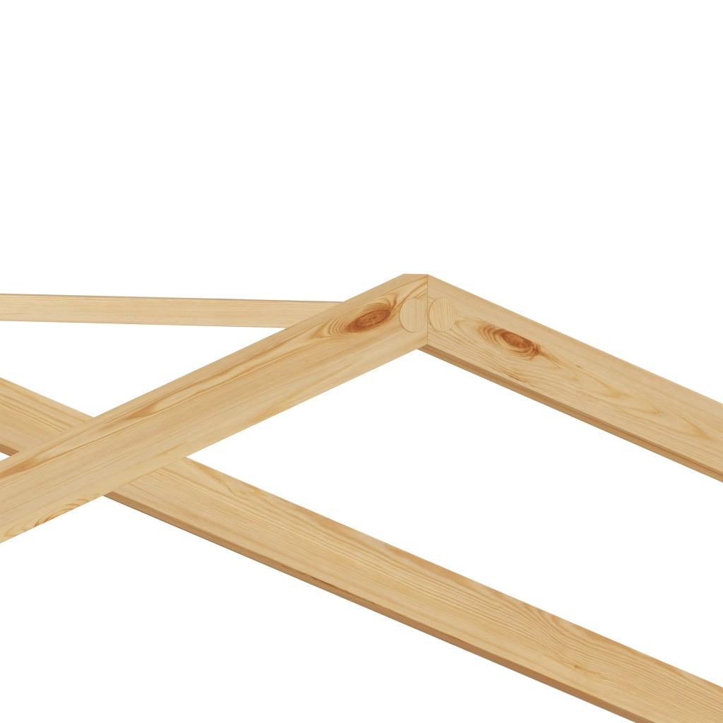 Letto a casetta per bambini 90x200 cm in legno massello di pino, per maschietti e femminucce, con tetto a forma di casetta, protezione anticaduta su t