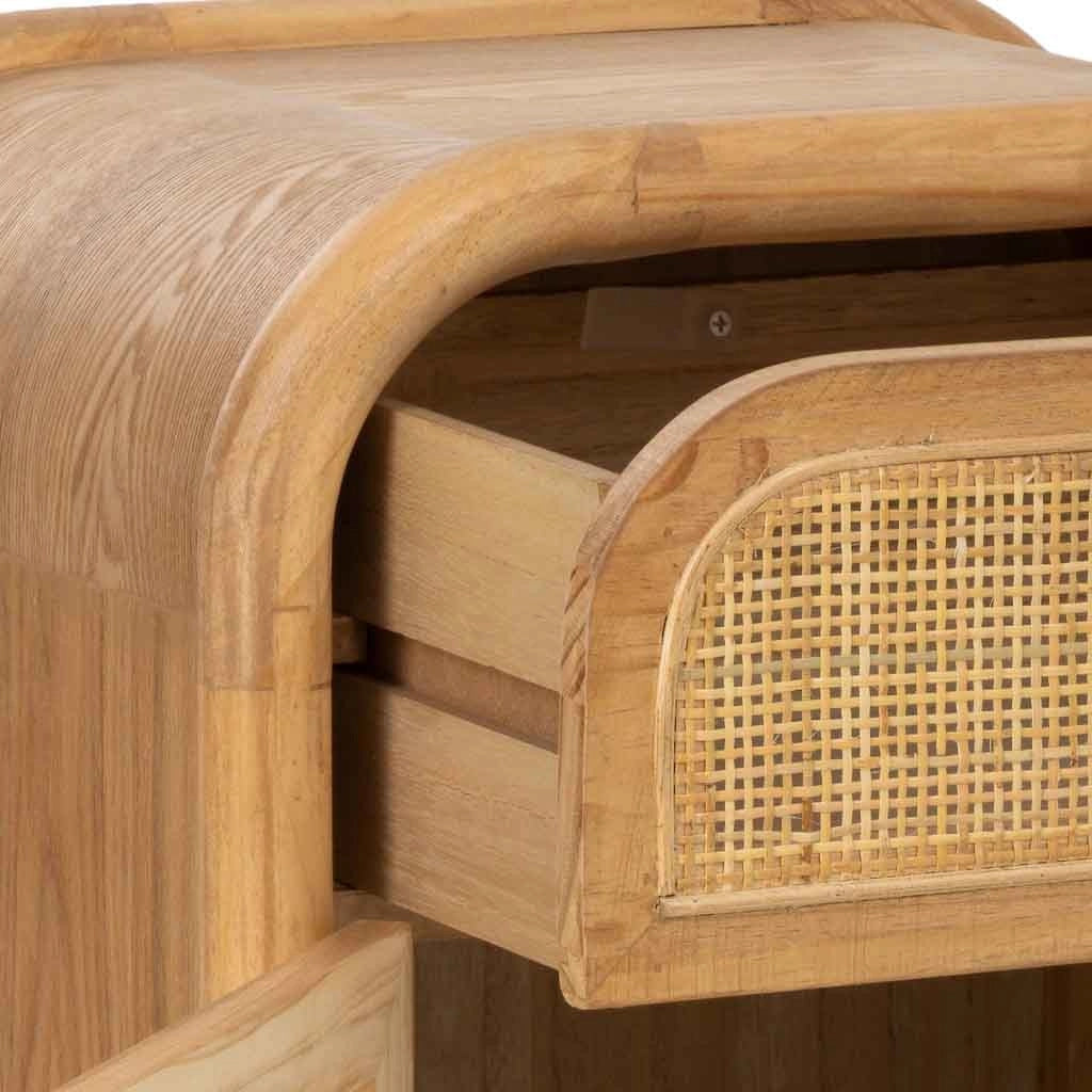 Comodino in legno e rattan marrone 45x35x66h cm