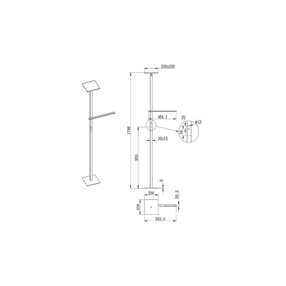 Ideal - Piantana a Led Bianca in metallo H.180 cm Fabas Luce - 2 luci da 40W e 8W a led integrato 3000K