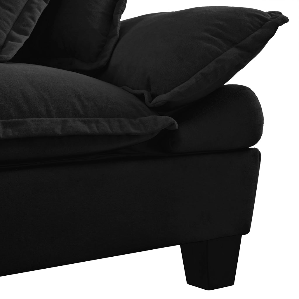 Divano Angolare Modulare U con Ottomane, Contenitore e USB ¨C Xylo ¨C Chenille Nero