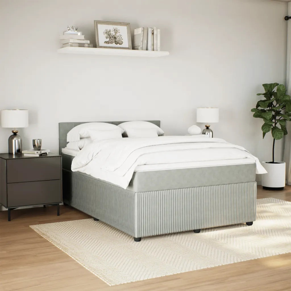 Giroletto a Molle con Materasso Grigio Chiaro 160x200cm Velluto 3290082