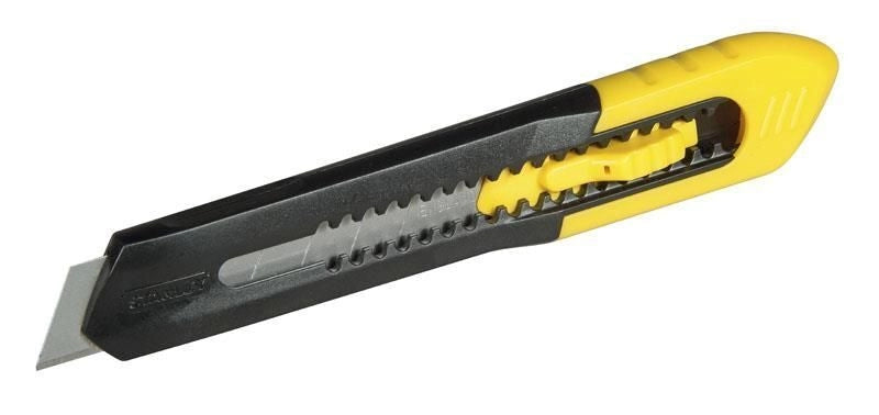 Stanley 1-10-150 Taglierino a Lama Spezzabile 9 mm corpo ABS antiurto lama retrattile colore Nero Giallo