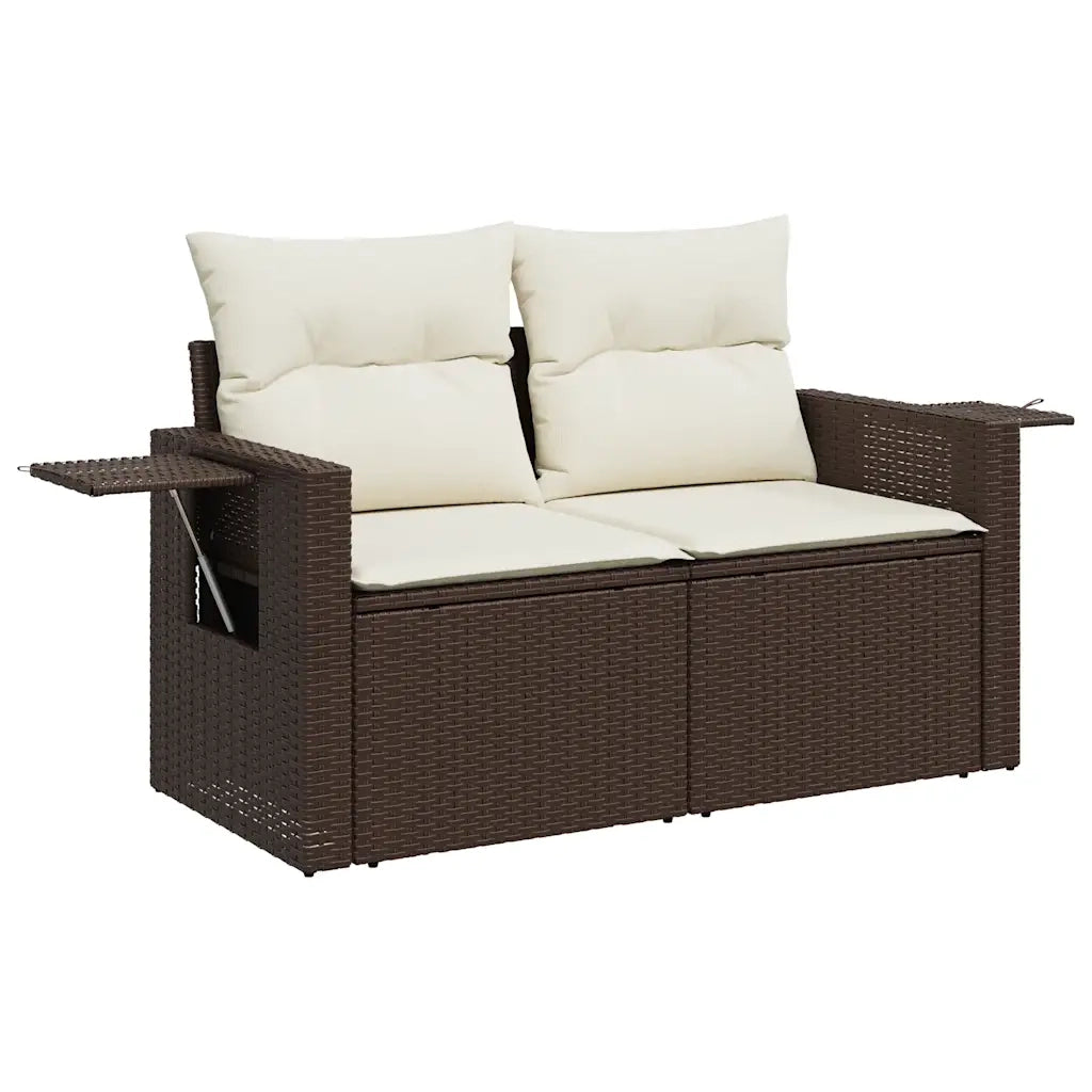 Set Divani da Giardino 9pz con Cuscini Marrone in Polyrattan 3220452