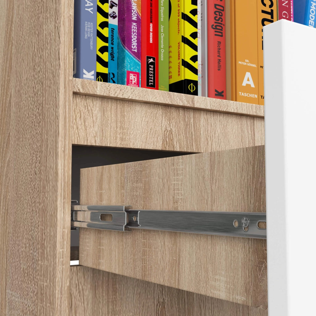 Libreria AKORD R60 Sonoma Quercia, Bianco 60 cm 1 cassetto 60x35x180 cm