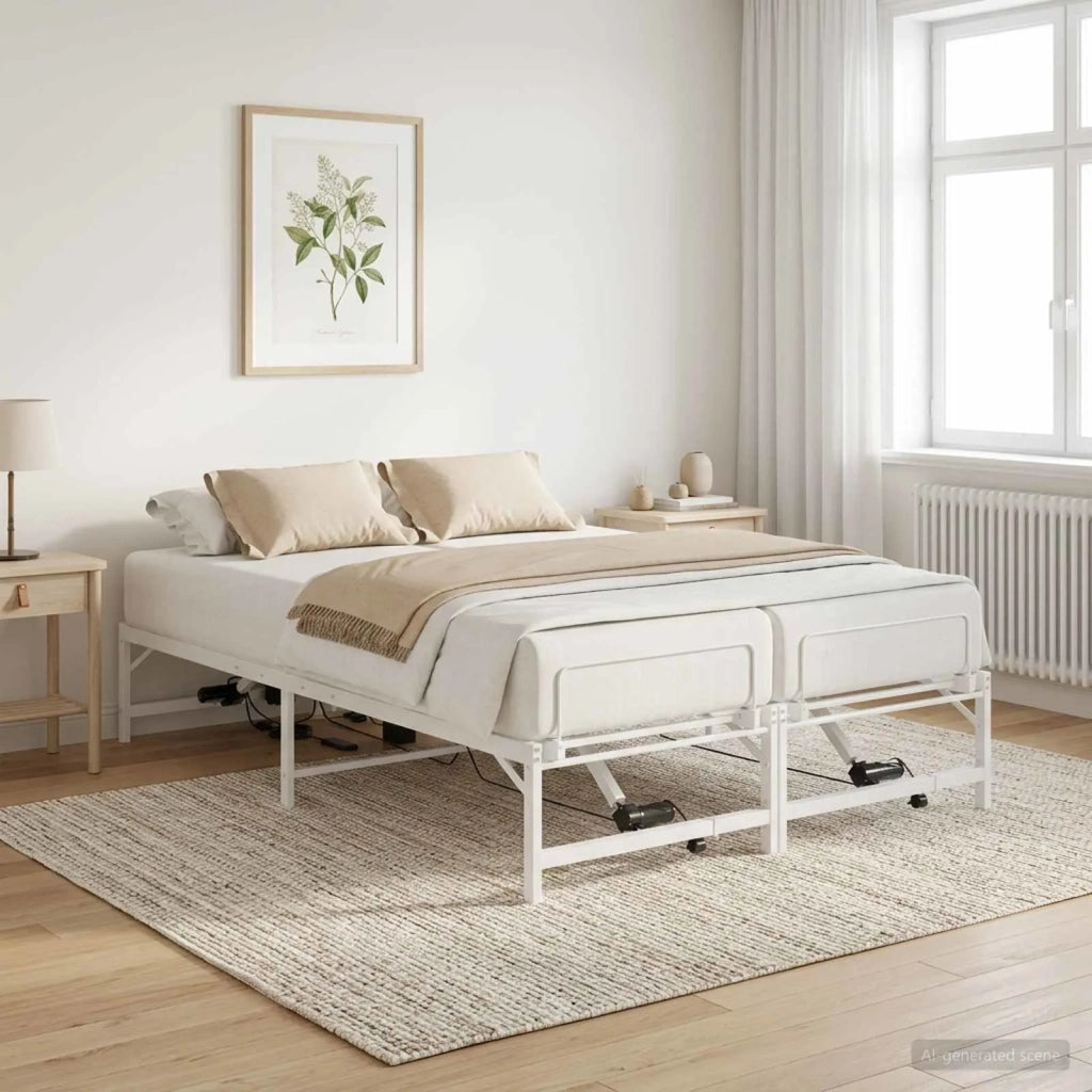 Telaio Letto Elettrico Regolabile Bianco 150 x 200 cm Acciaio 3438633