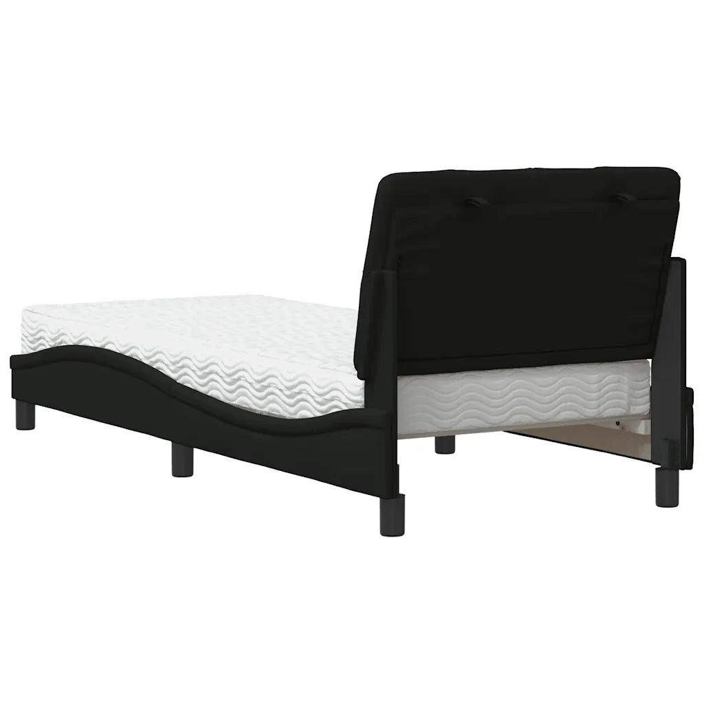 Letto con Materasso-Struttura Letto con Materasso Nero 90x200 cm in Tessuto