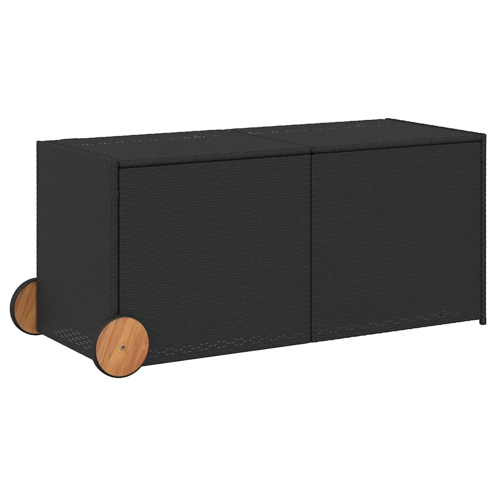 Contenitore da Giardino con Ruote Nero 283L in Polyrattan CFW4229924