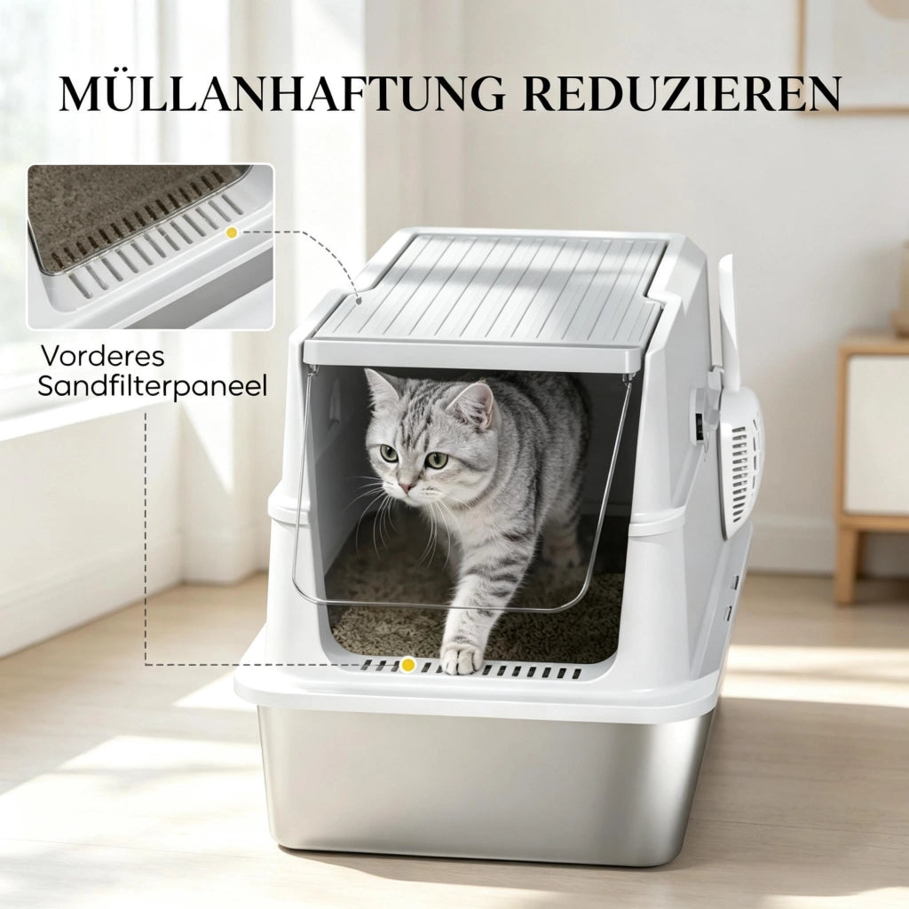 Lettiera per gatti XL in acciaio inox, casetta igienica per gatti di grandi dimensioni