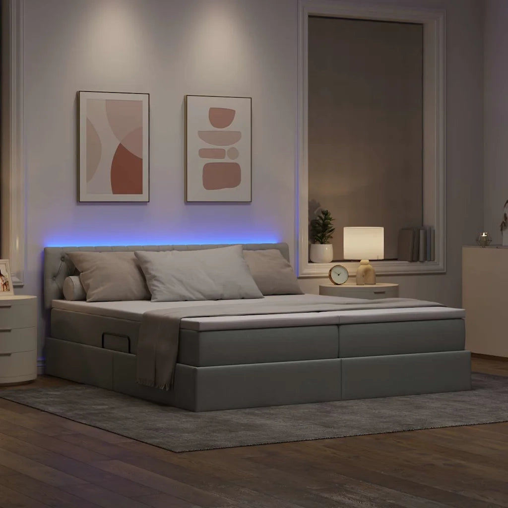 Letto con testiera Grigio chiaro 180 x 200 cm Tessuto