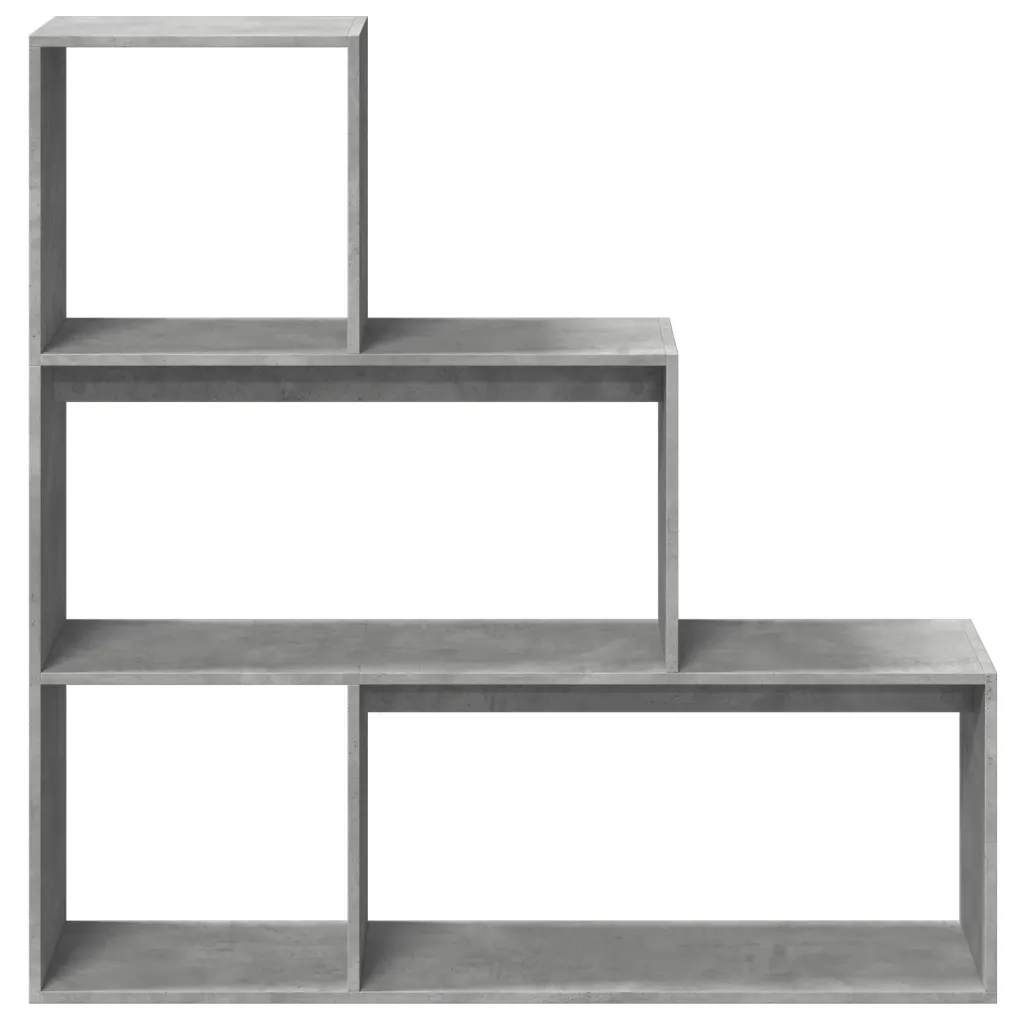 Libreria Divisorio 3 Piani-Scaffale per Libri-Mobile di Stoccaggio Grigio Cemento 123x29x123 Truciolato